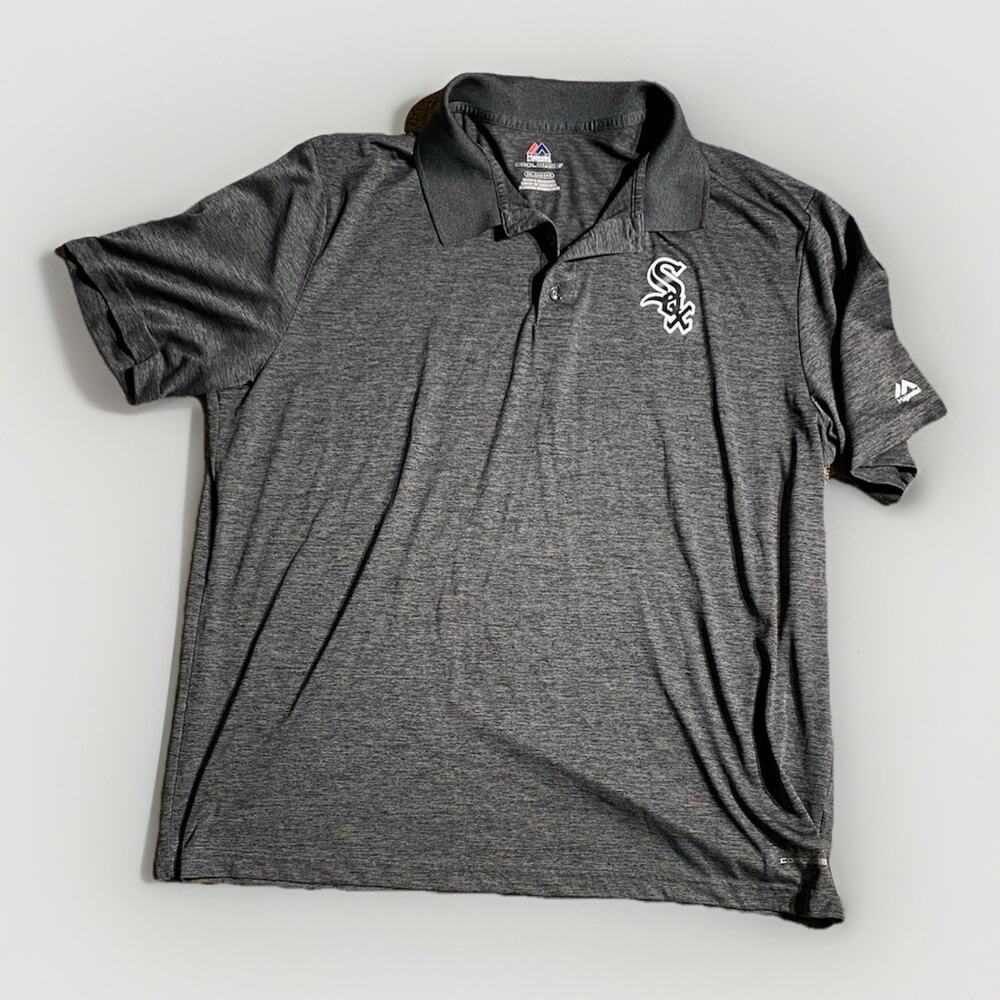 Majestic Cool Base Chicago White Sox Polo Shirt 2XL Gray Short Sleeve MLB